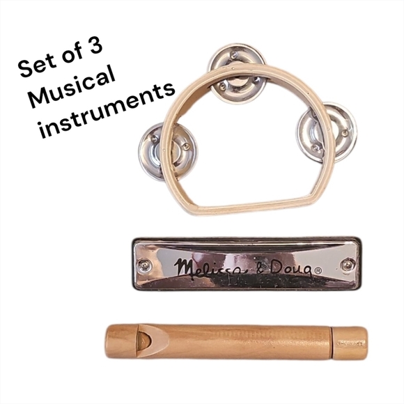 Melissa & Doug Wooden and Silver Musical Trio - Picture 1 of 4